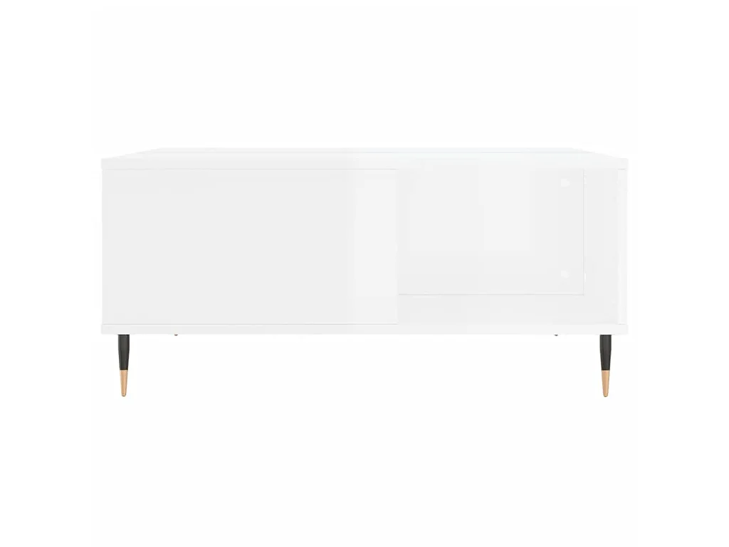 Goud Glanzend witte salontafel 80x80x36,5 cm samengesteld hout