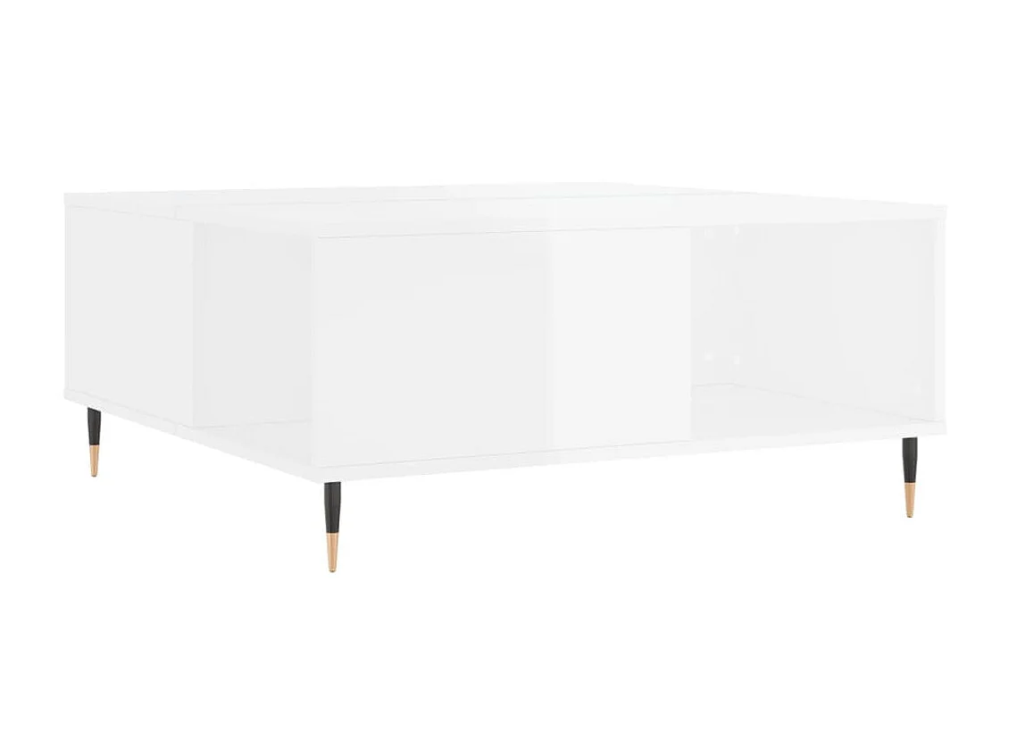 Goud Glanzend witte salontafel 80x80x36,5 cm samengesteld hout