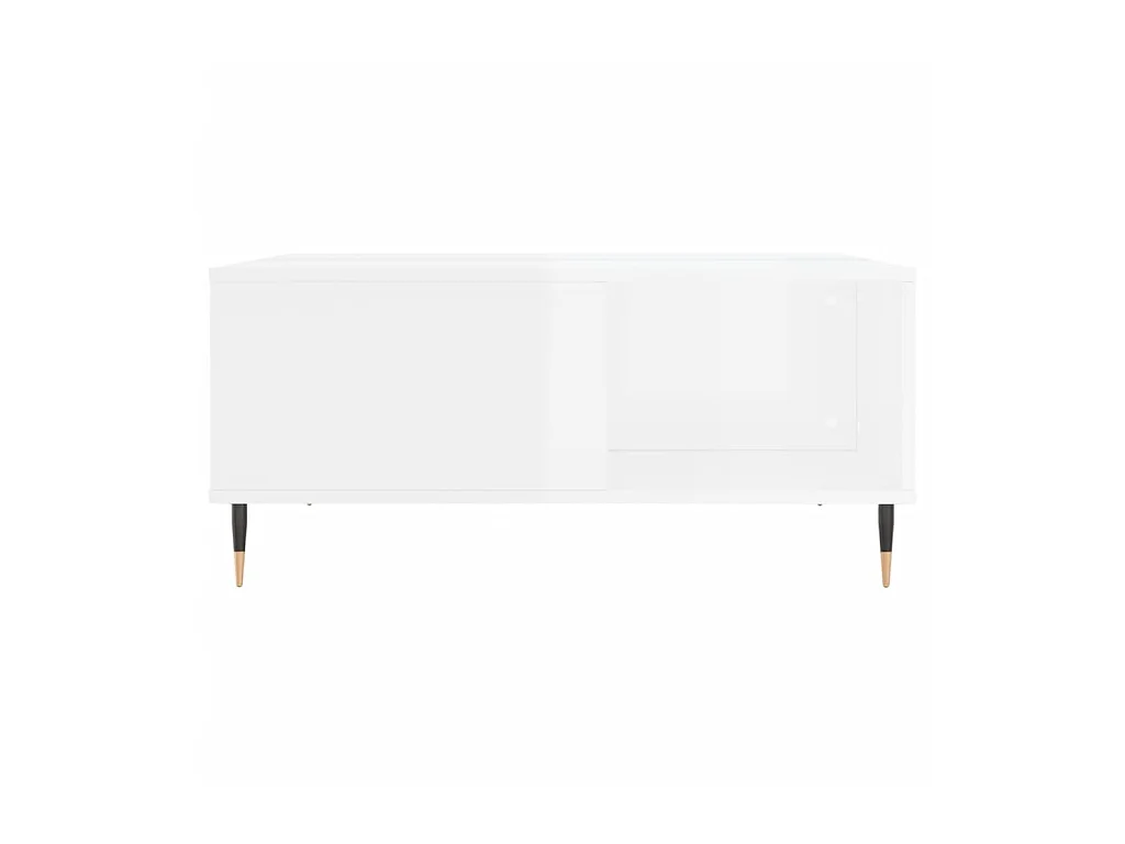 Goldglänzender weißer Couchtisch 80x80x36,5 cm, Holzwerkstoff