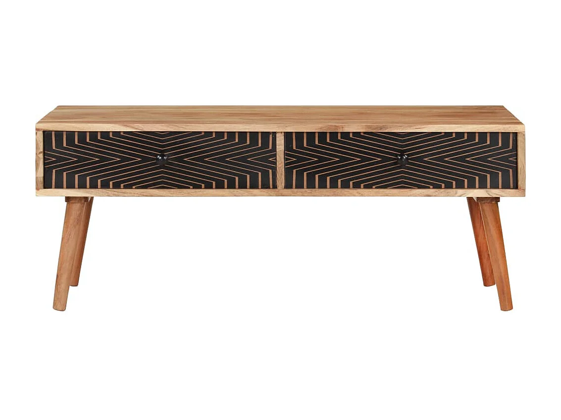 Mesa de centro dourada 100x50x39 cm Madeira maciça de acácia