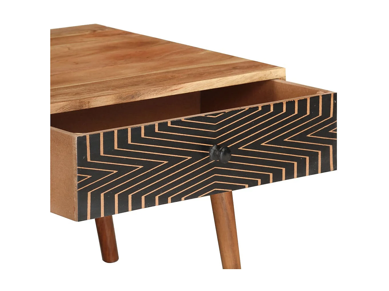 Mesa de centro dourada 100x50x39 cm Madeira maciça de acácia