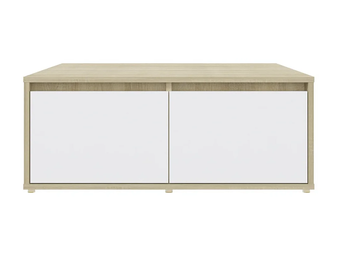 Mesa de centro Gold Aglomerado blanco y roble sonoma 80x80x31 cm