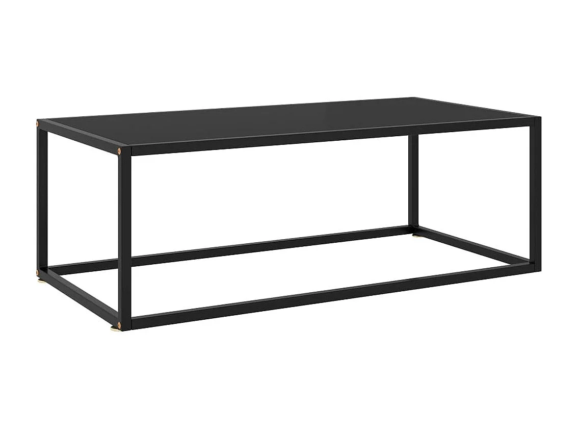 Mesa de centro dourada preta com vidro preto 100x50x35 cm