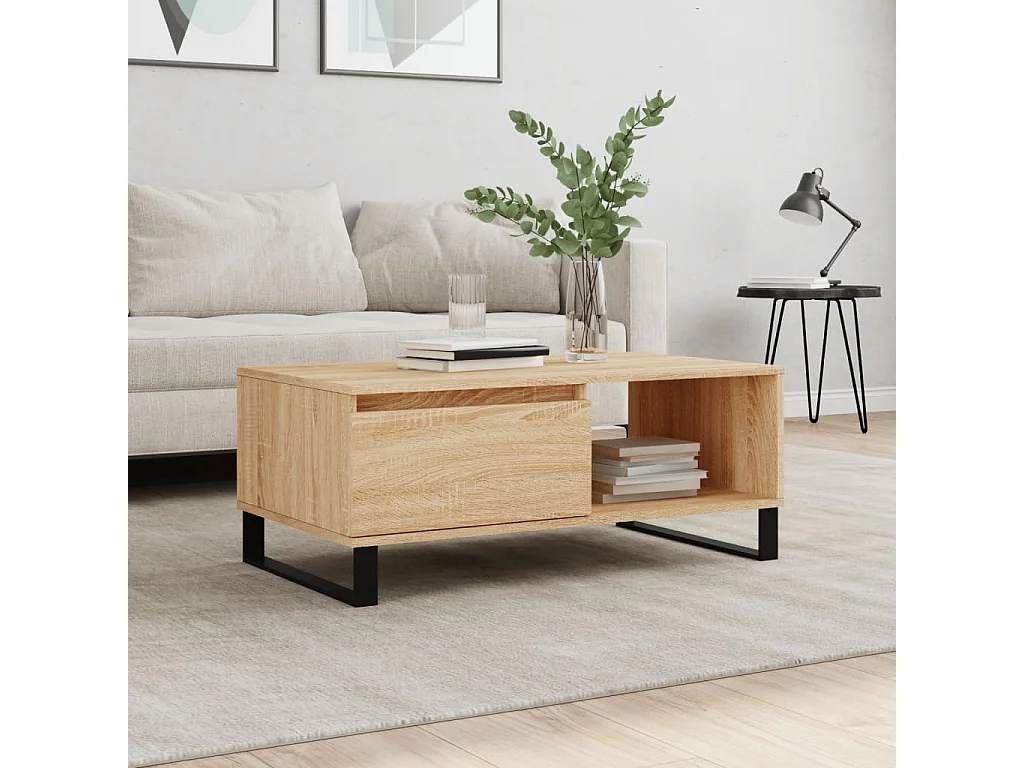 Mesa de centro Gold Roble Sonoma 90x50x36,5 cm Madera contrachapada