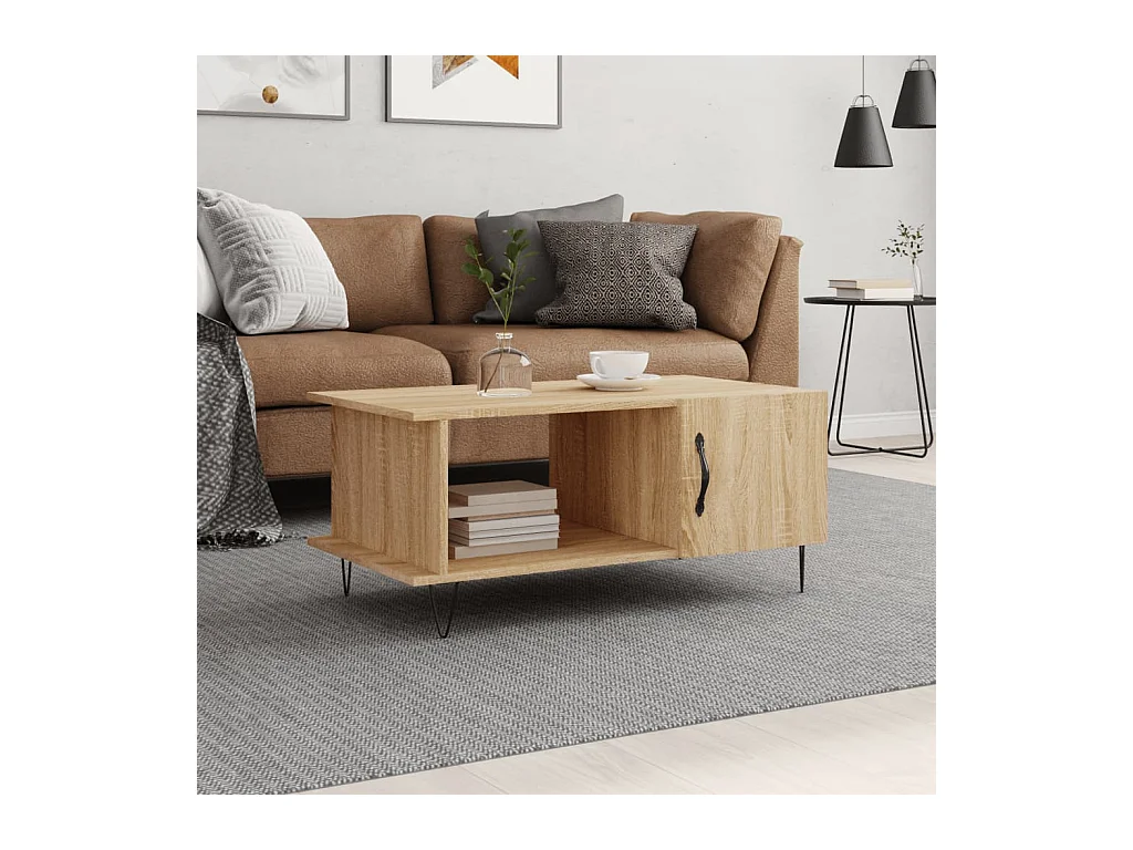 Table basse chêne sonoma 90x50x40 cm bois d'ingénierie