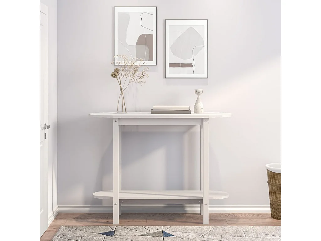 Mesa consola Gold Blanco 110x40x80 cm Madera maciza de pino