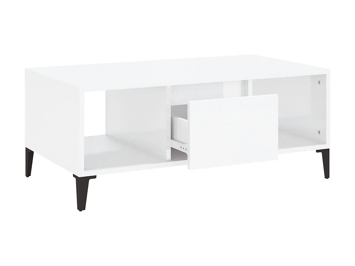 Tavolino Gold Bianco lucido 90x50x36,5 cm MDF