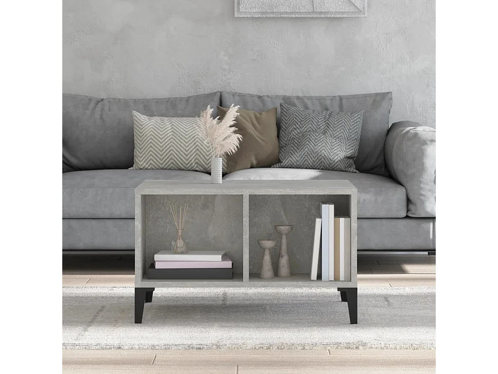 Mesa de centro dourada Concreto cinza 60x50x36,5 cm Madeira trabalhada