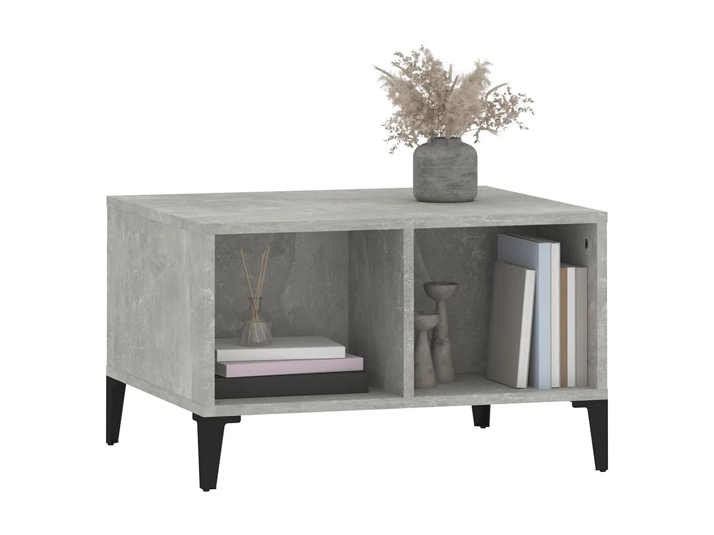 Mesa de centro dourada Concreto cinza 60x50x36,5 cm Madeira trabalhada