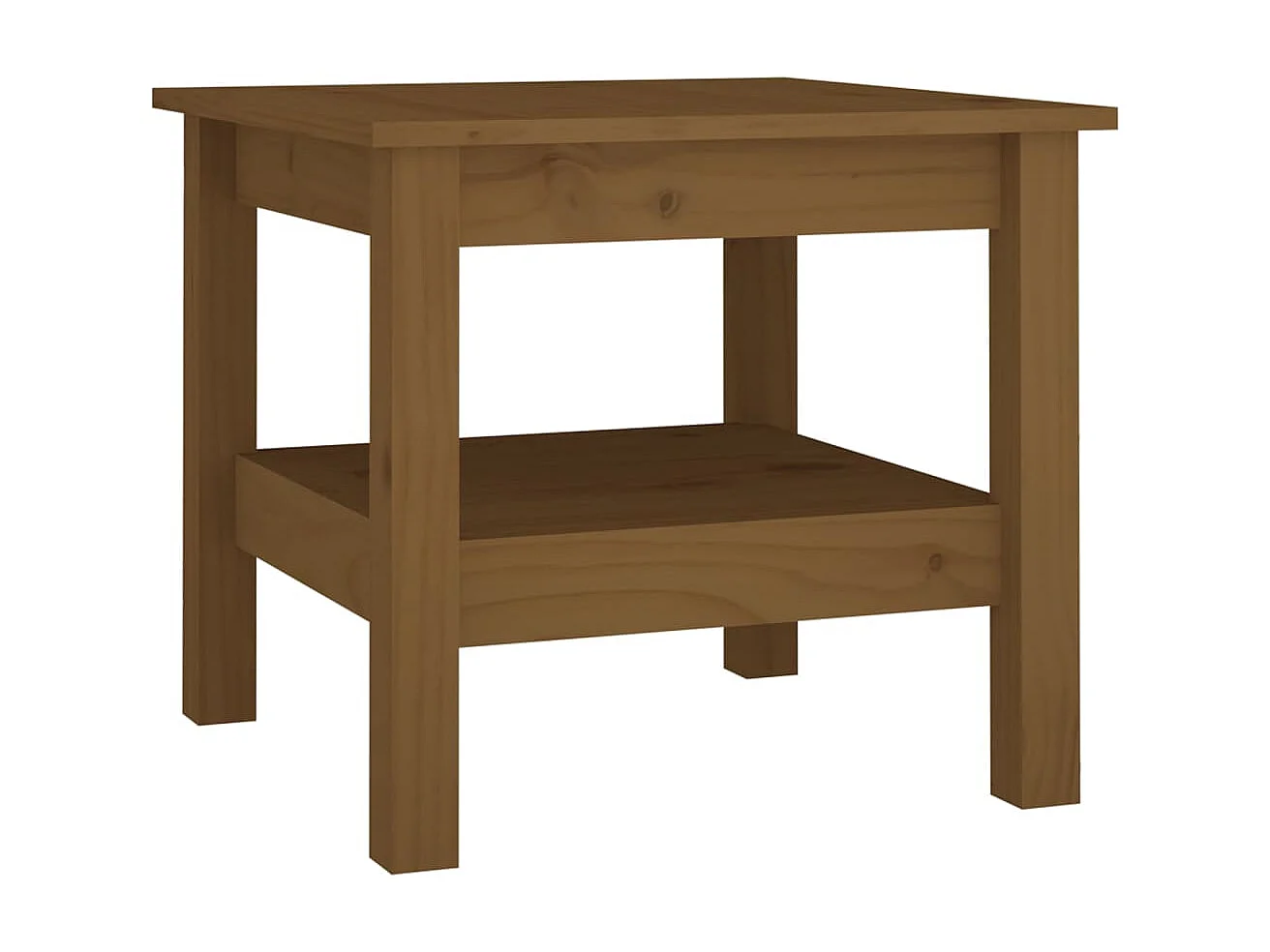 Tavolino Gold Marrone miele 45x45x40 cm Legno di pino massiccio