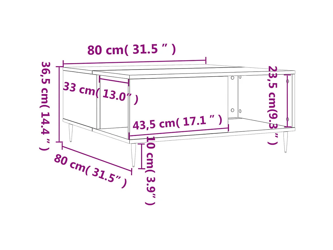 Table basse blanc 80x80x36,5 cm bois d'ingénierie