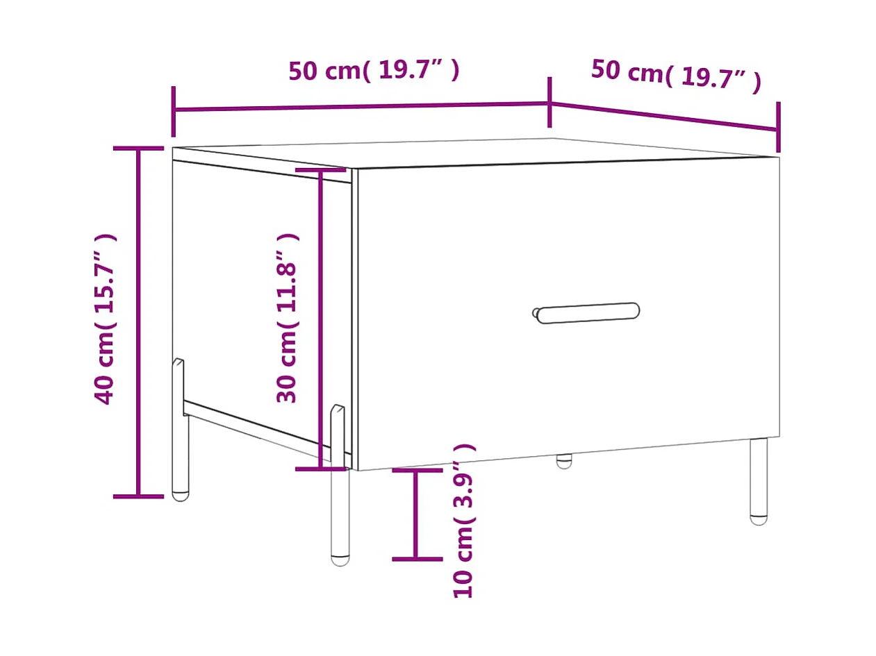 Mesa de centro blanca Gold Glossy 50x50x40 cm de madera contrachapada