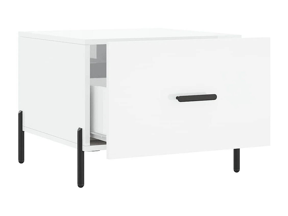 Mesa de centro dourada branca brilhante 50x50x40 cm madeira projetada