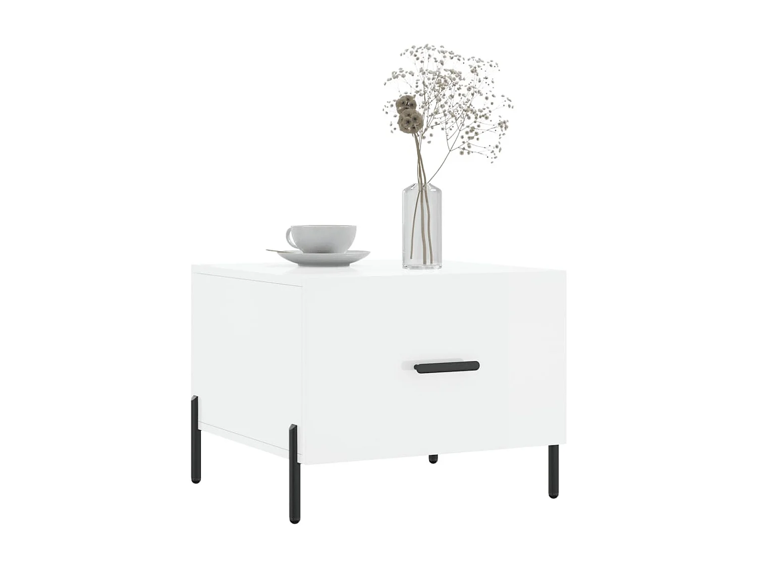 Table basse blanc brillant 50x50x40 cm bois d'ingénierie