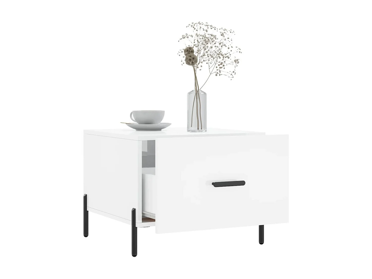 Table basse blanc brillant 50x50x40 cm bois d'ingénierie