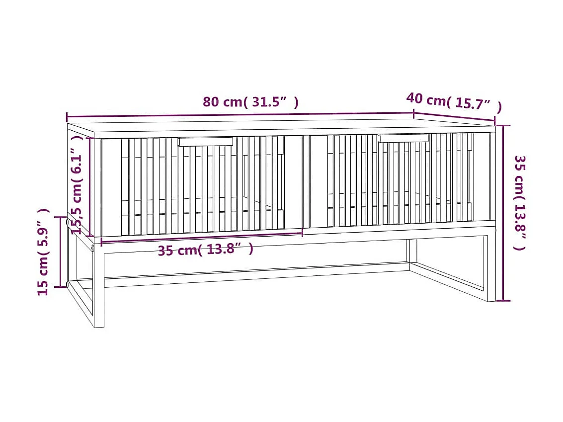 Table basse 80x40x35 cm Bois d'ingénierie et fer