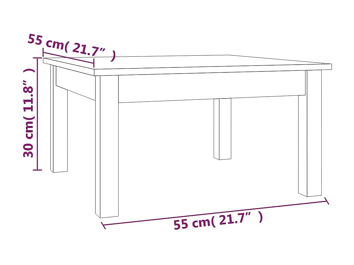 Table basse 55x55x30 cm Bois massif de pin