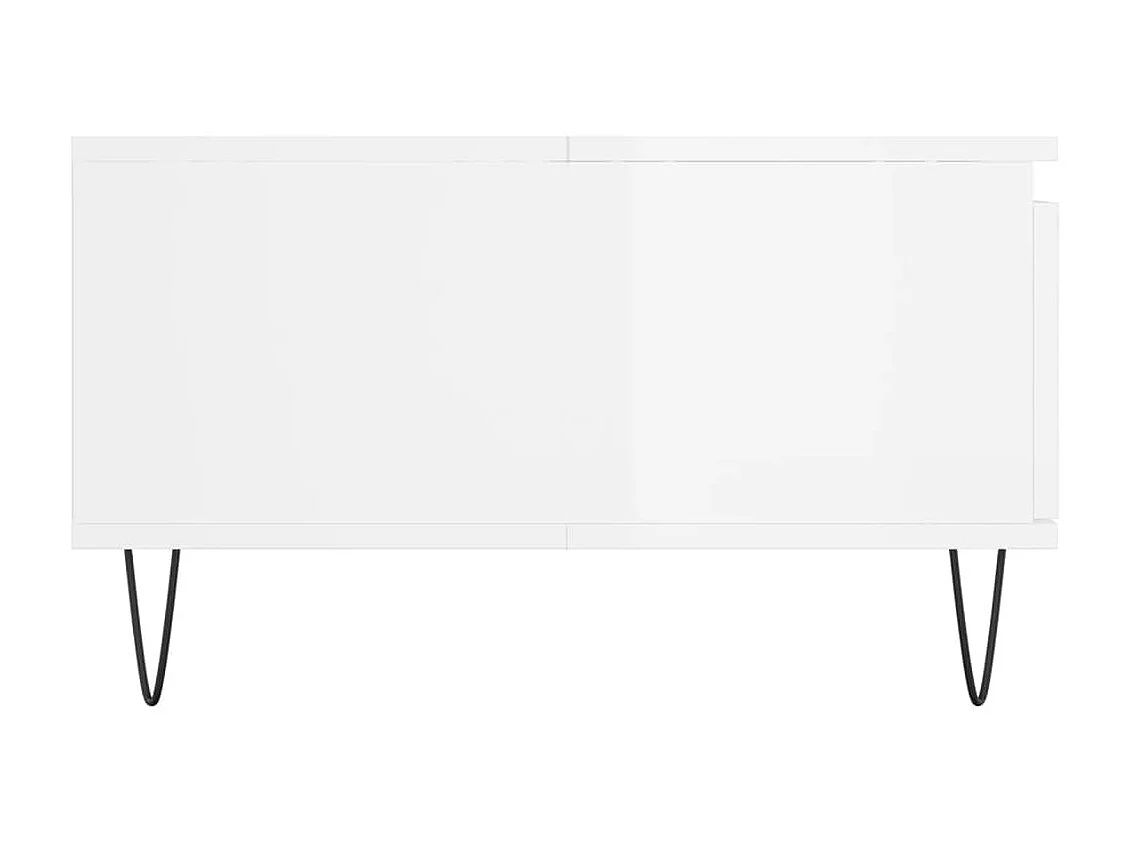 Table basse blanc brillant 90x60x35 cm bois d'ingénierie