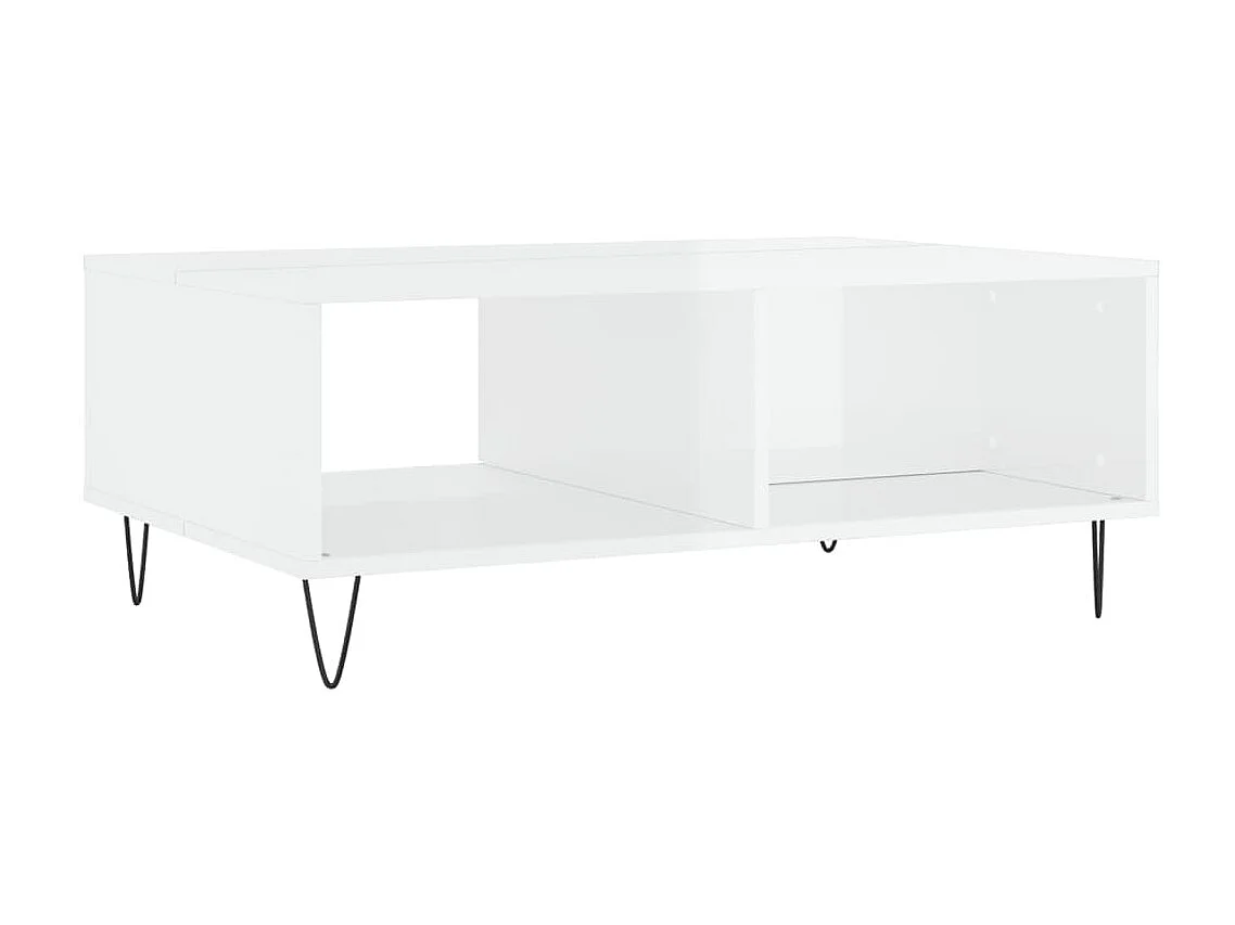 Table basse blanc brillant 90x60x35 cm bois d'ingénierie