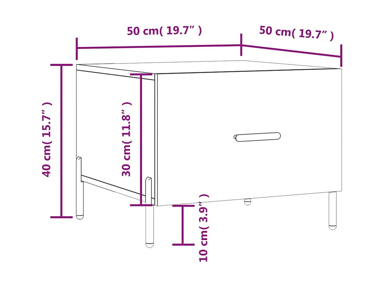 Gold Salontafel Zwart 50x50x40 cm Bewerkt hout