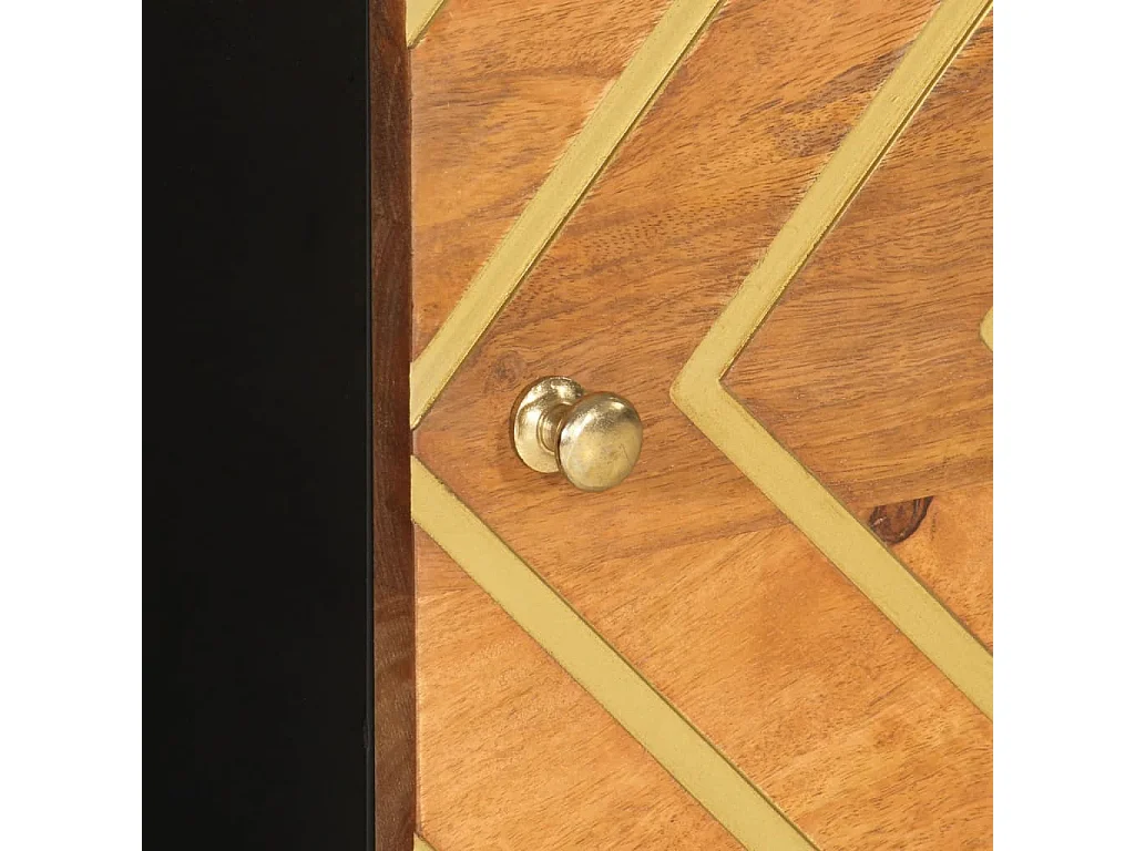 Tavolino color marrone oro e nero 100x54x40 cm in legno massello di mango