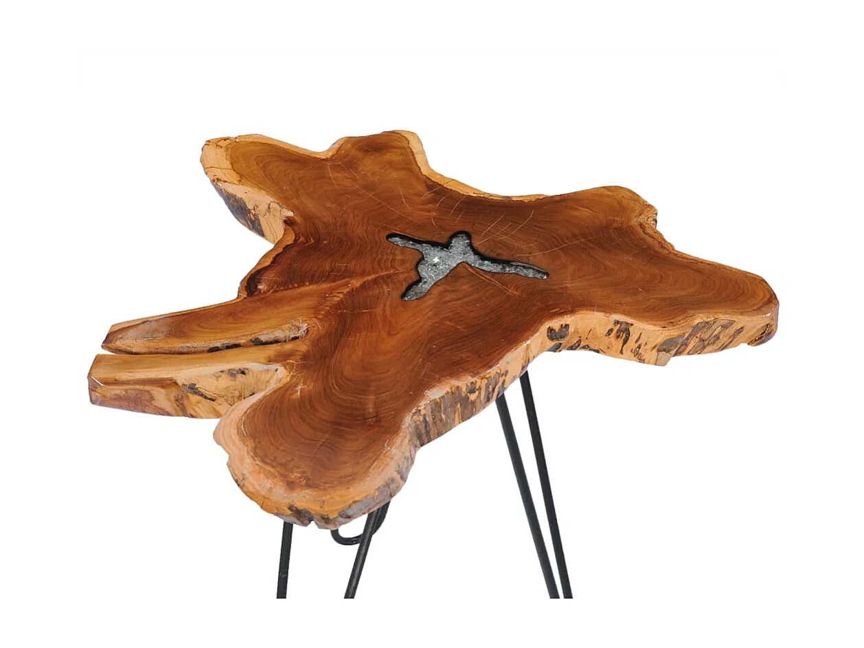 Table basse 70 x 45 cm Bois de teck massif et polyrésine