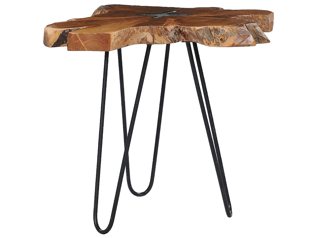 Table basse 70 x 45 cm Bois de teck massif et polyrésine