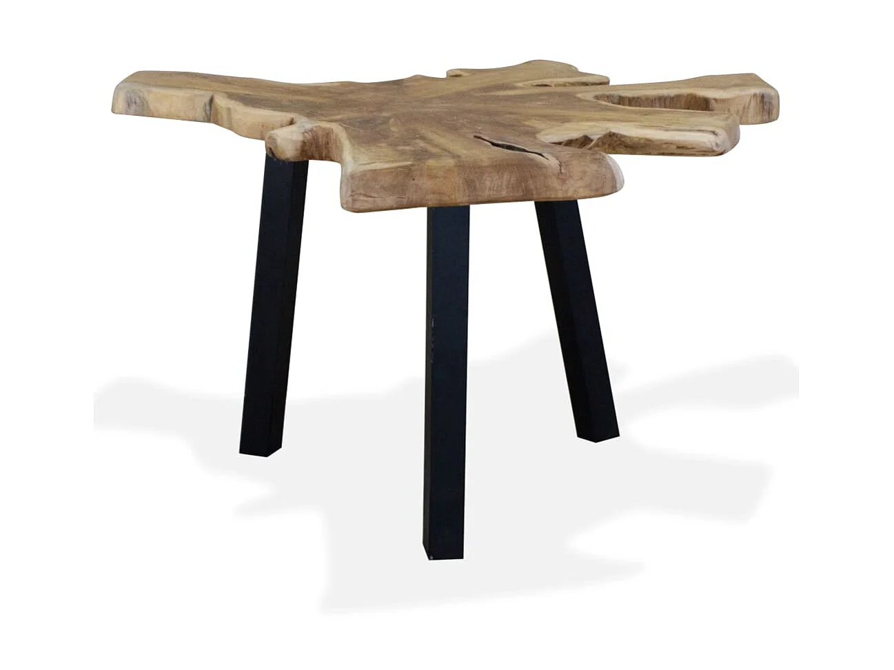 Tavolino da caffè in autentico teak dorato 80 x 70 x 38 cm