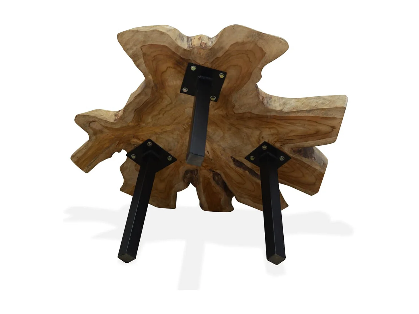 Tavolino da caffè in autentico teak dorato 80 x 70 x 38 cm