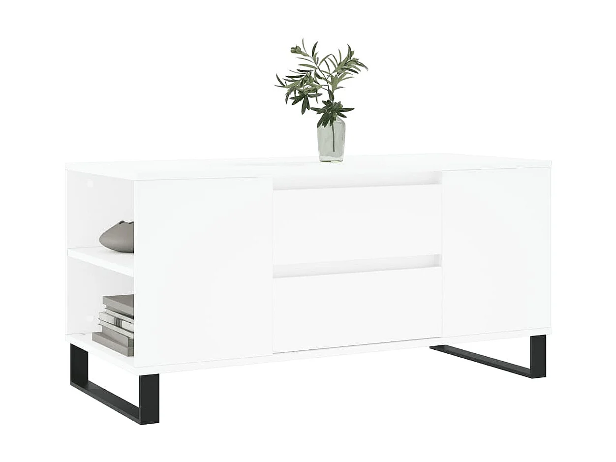 Mesa de centro Gold blanca 102x44,5x50 cm de madera contrachapada