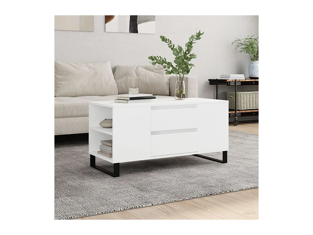Tavolino Gold bianco 102x44,5x50 cm in multistrato