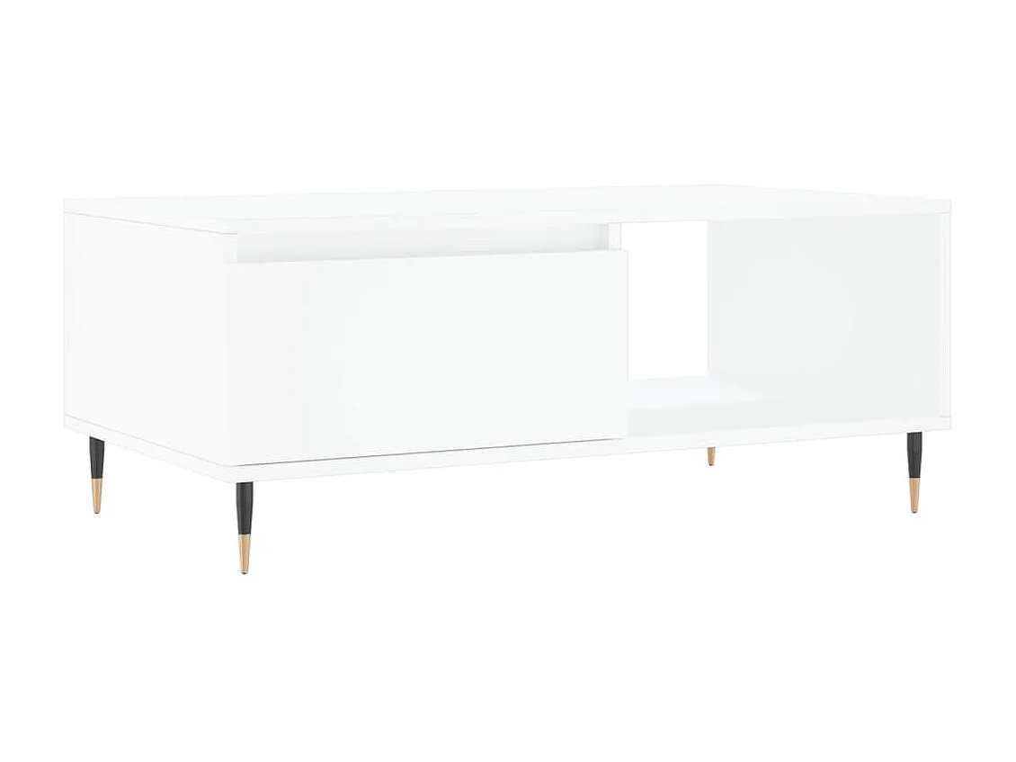 Mesa de centro dourada branca 90x50x36,5 cm Madeira trabalhada