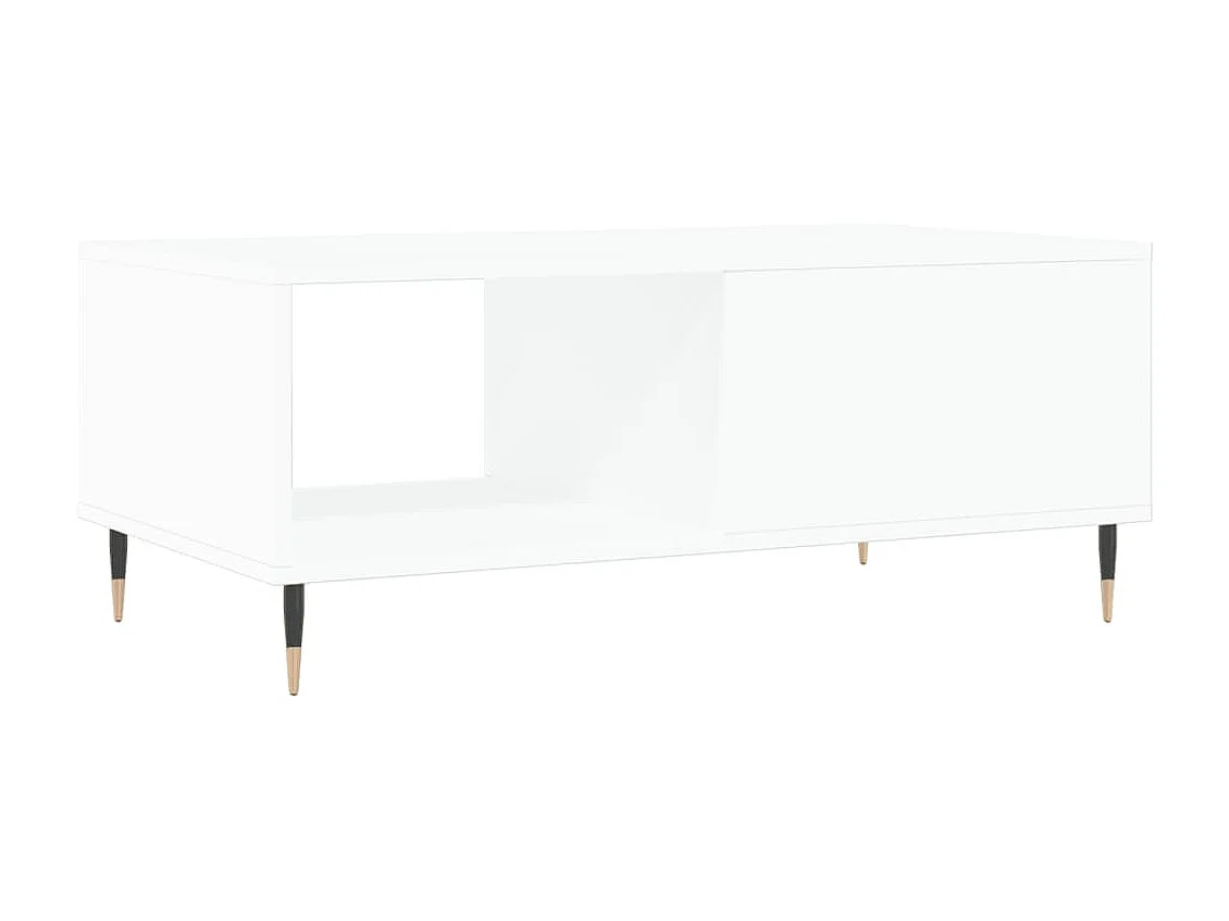 Mesa de centro dourada branca 90x50x36,5 cm Madeira trabalhada