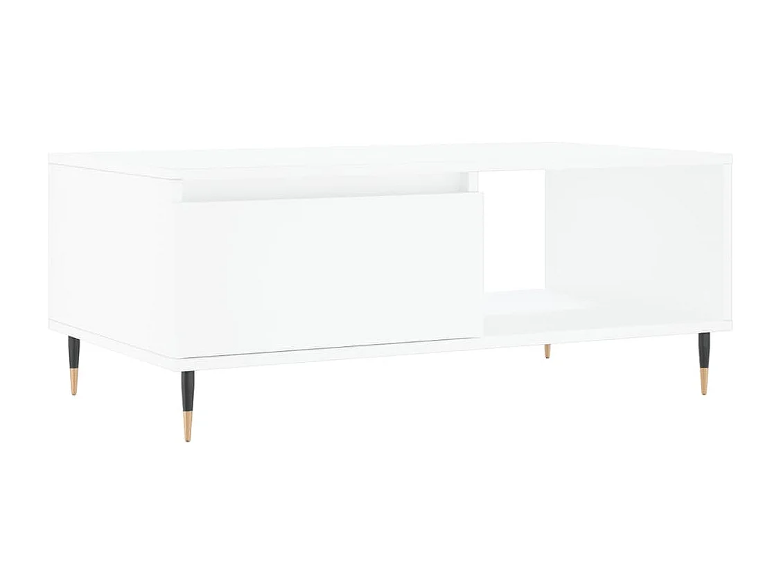 Gold Salontafel Wit 90x50x36,5 cm Bewerkt hout