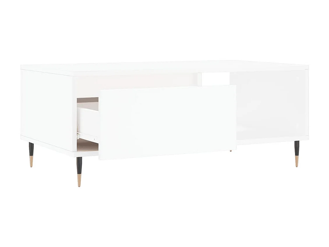 Gold Salontafel Wit 90x50x36,5 cm Bewerkt hout