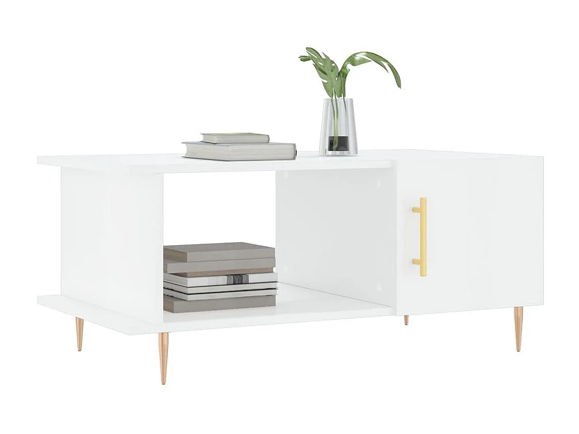 Table basse Blanc brillant 90x50x40 cm Bois d'ingénierie