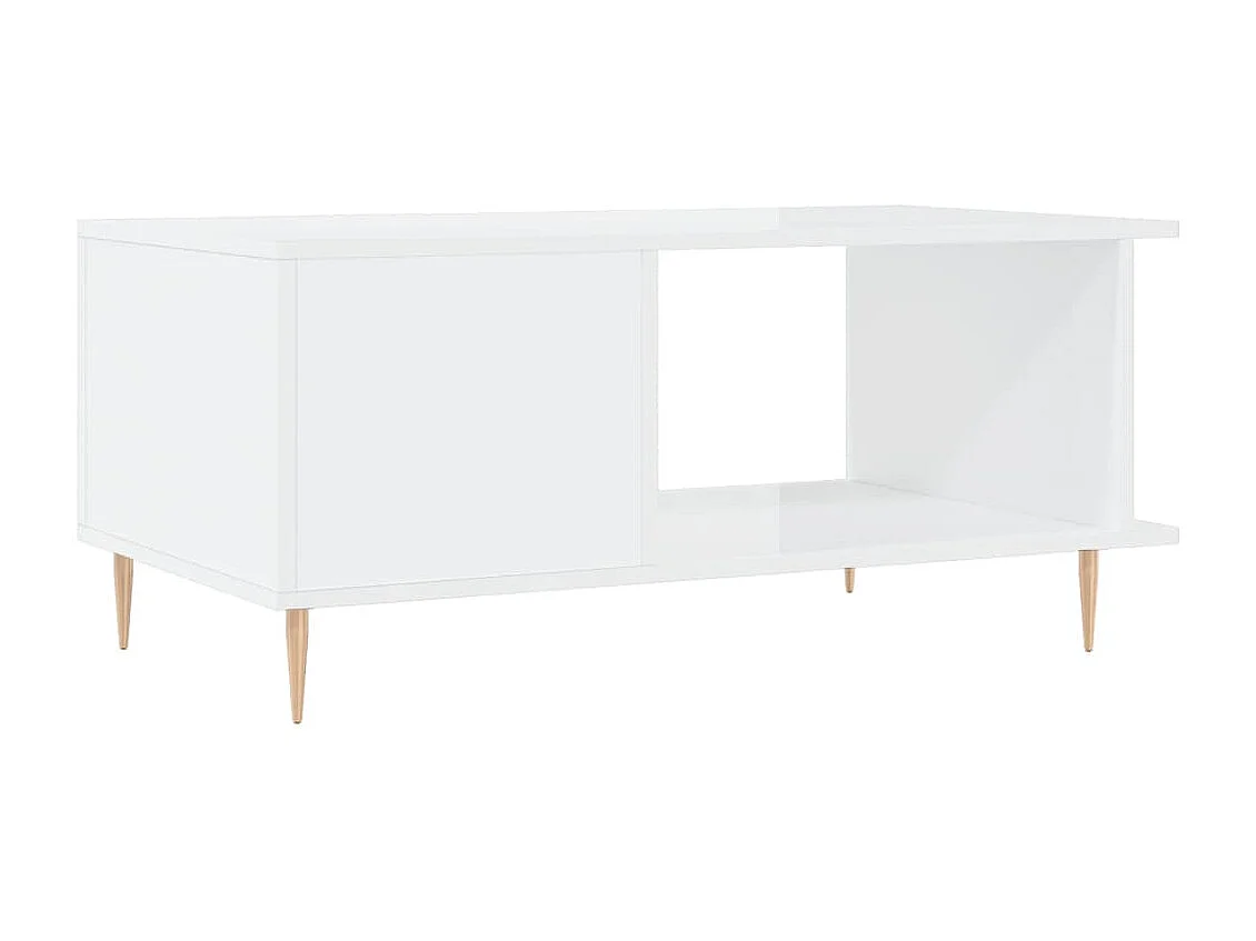 Table basse Blanc brillant 90x50x40 cm Bois d'ingénierie