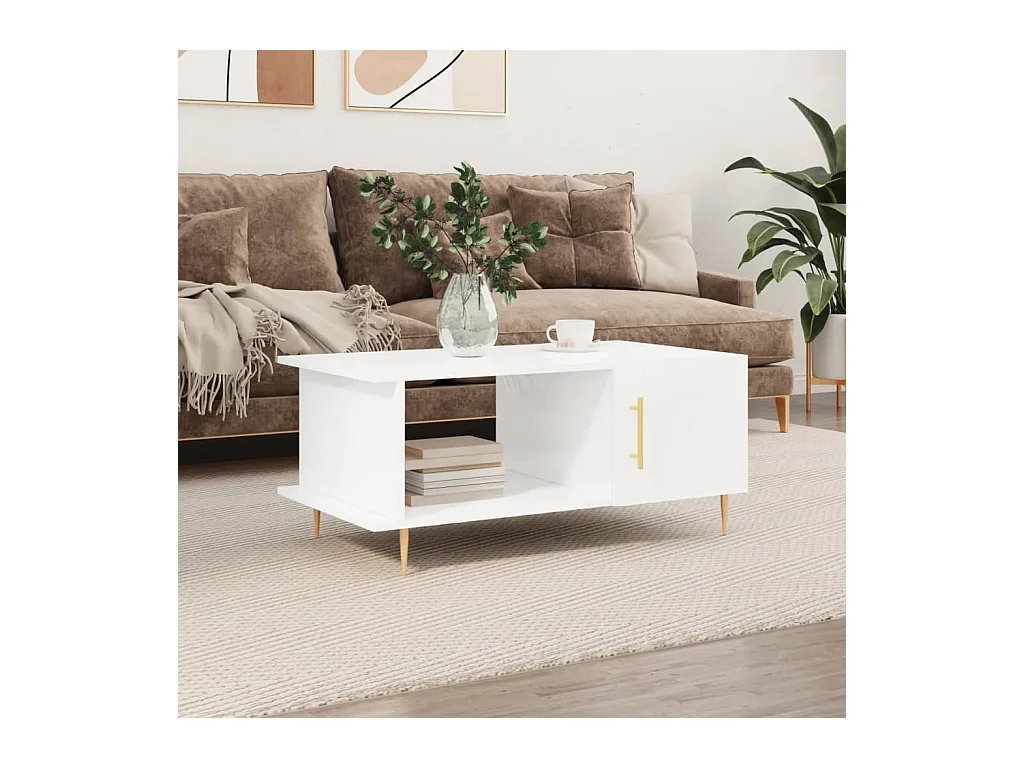Table basse Blanc brillant 90x50x40 cm Bois d'ingénierie