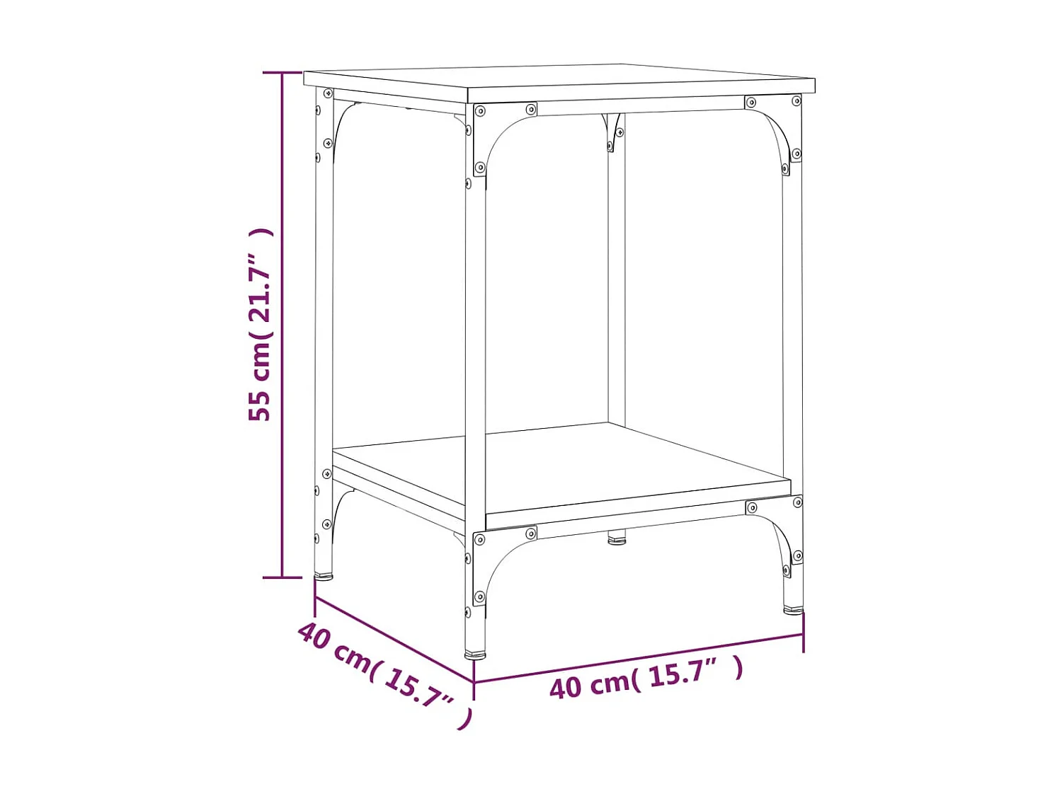 Tavolino grigio Gold Sonoma 40x40x55 cm in multistrato