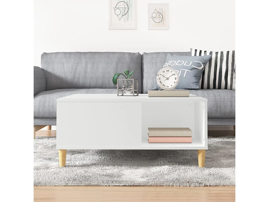 Table basse blanc 80x80x36,5 cm bois d'ingénierie