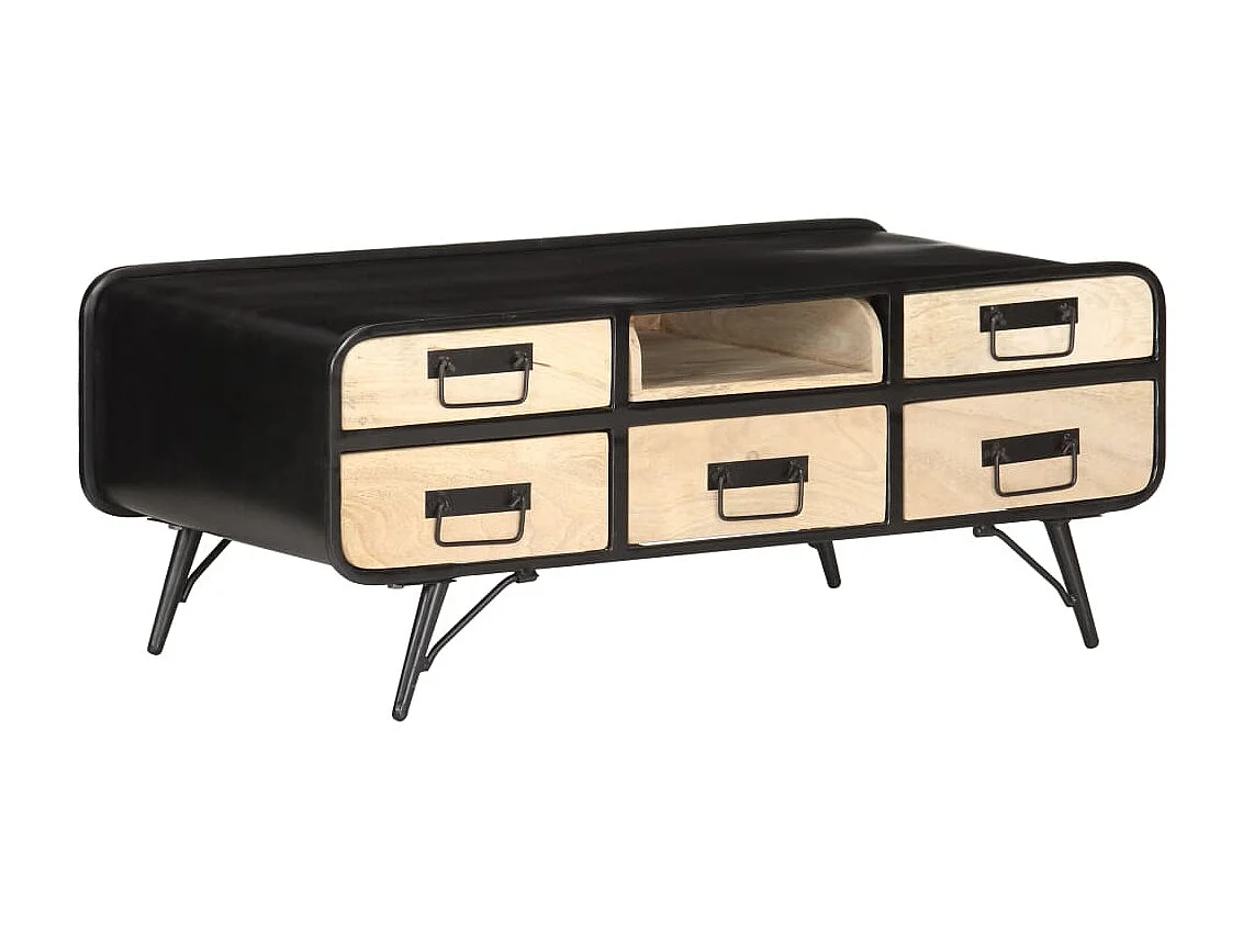 Mesa de centro dourada 100x50x40 cm Madeira maciça de mangueira