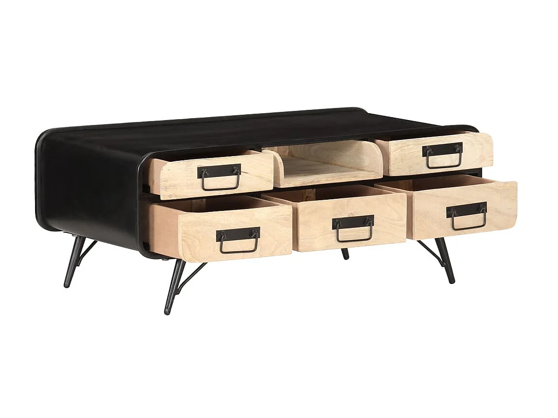 Mesa de centro dourada 100x50x40 cm Madeira maciça de mangueira