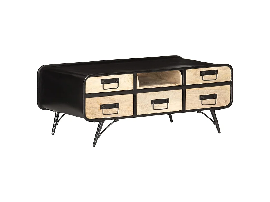 Mesa de centro dourada 100x50x40 cm Madeira maciça de mangueira