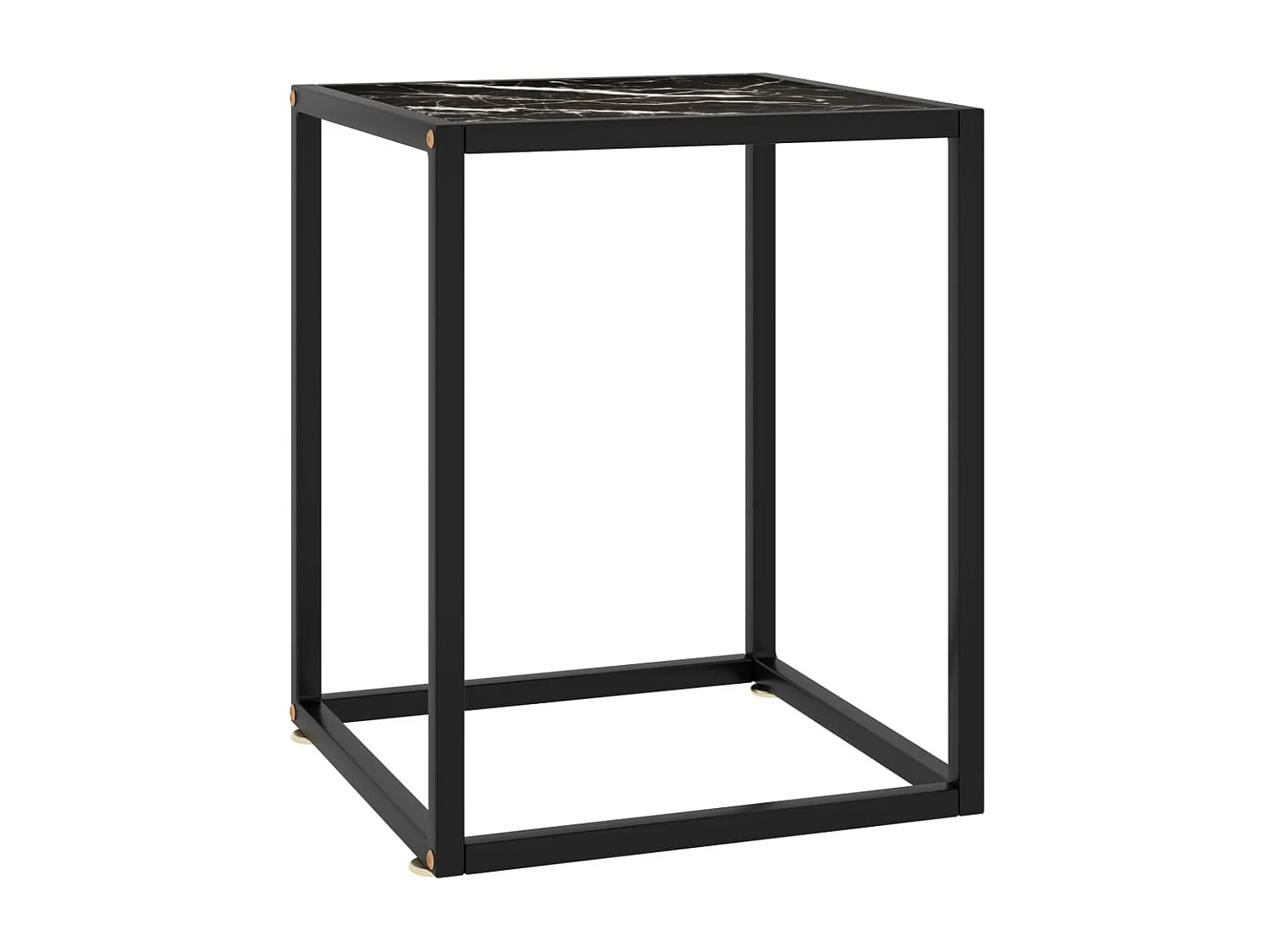 Gold Salontafel Zwart met zwart marmeren glas 40x40x50 cm