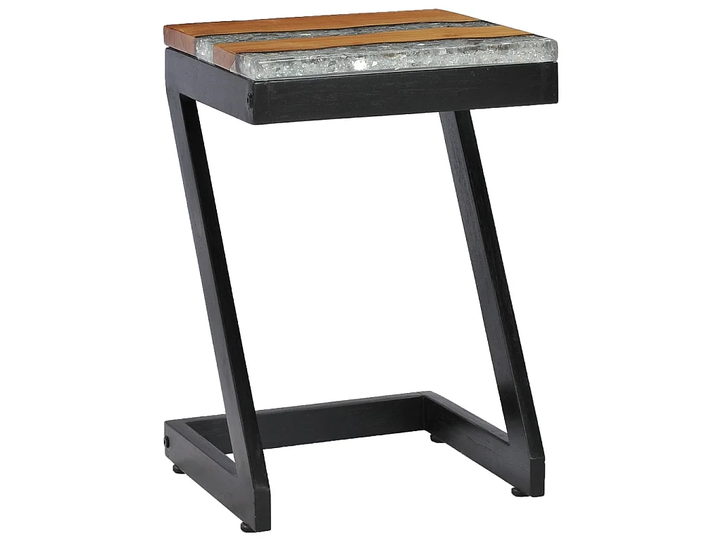 Tavolino Gold 30 x 30 x 50 cm Legno massello di teak e poliresina