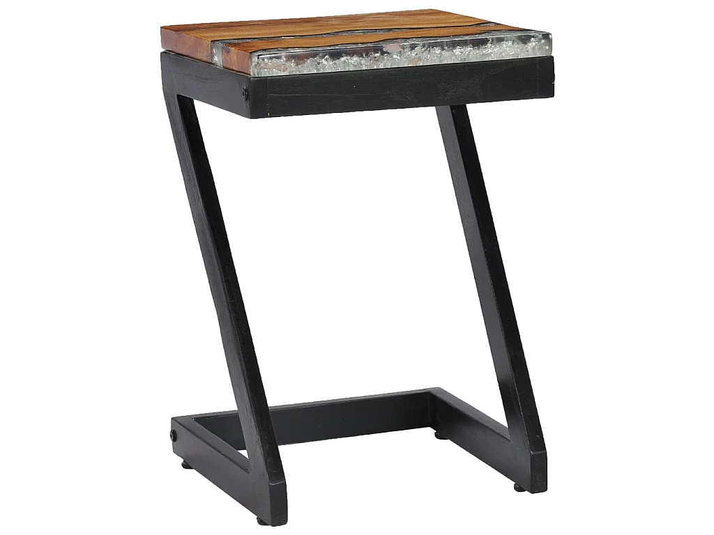 Tavolino Gold 30 x 30 x 50 cm Legno massello di teak e poliresina