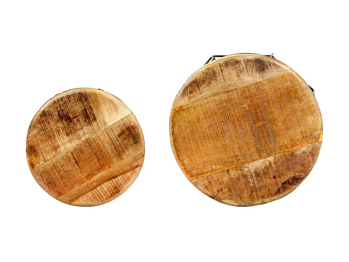 Tavolini da caffè dorati 2 pezzi in legno massello di mango