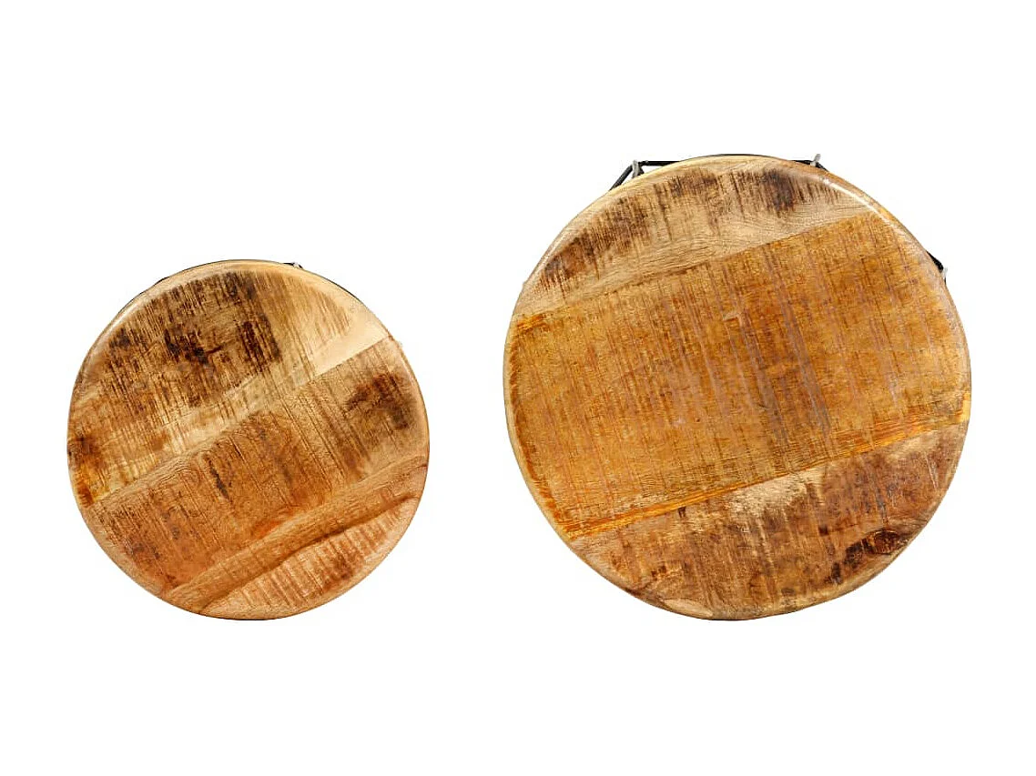 Goudkleurige salontafels 2 stuks massief mangohout