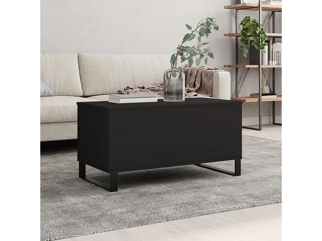 Goldfarbener Couchtisch, Schwarz, 90 x 44,5 x 45 cm, Holzwerkstoff