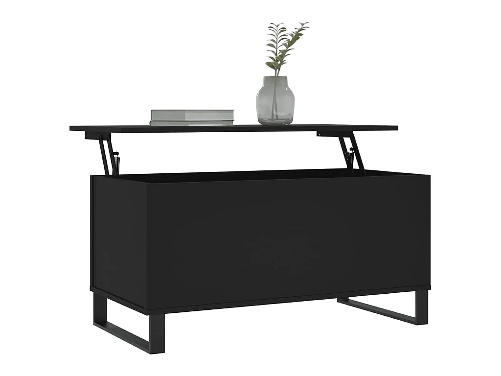 Goldfarbener Couchtisch, Schwarz, 90 x 44,5 x 45 cm, Holzwerkstoff